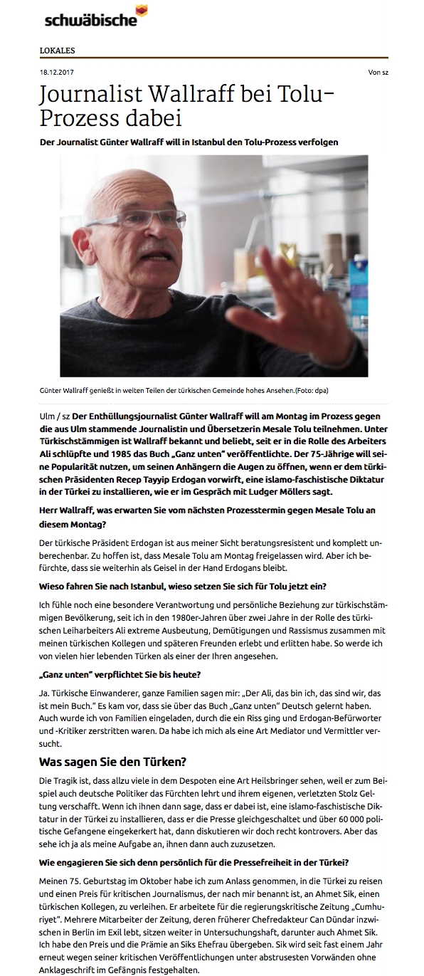 SchwabischeZeitungGunterWallraffErdoganinstalliertislamofaschistischeDiktatur